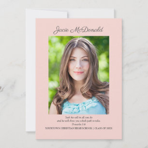 Pink Christian Graduation Photo  Announcement