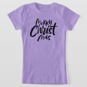 Pink Christian Motto Christ Christmas Lettering T-Shirt