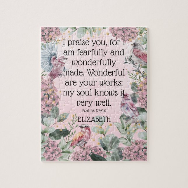 Pink Christian Self Esteem Quote Wonderfully Made  Jigsaw Puzzle (Vertical)