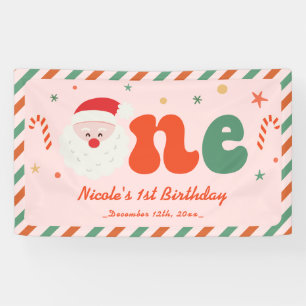 Pink Christmas 1st Birthday Banner