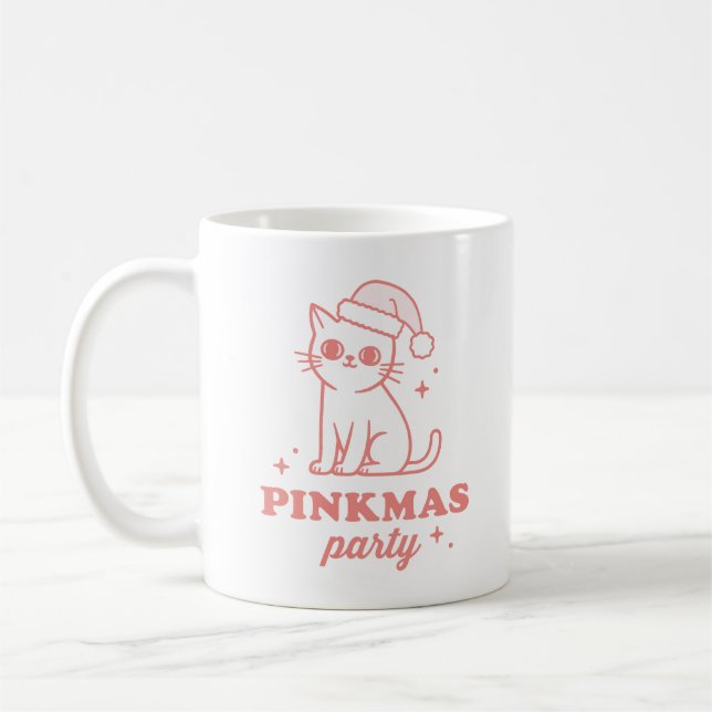 Pink Christmas aesthetic pinkmas party Coffee Mug (Left)