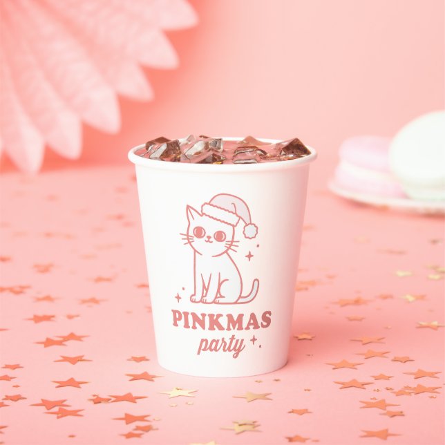 Pink Christmas aesthetic pinkmas party Paper Cups (Insitu)
