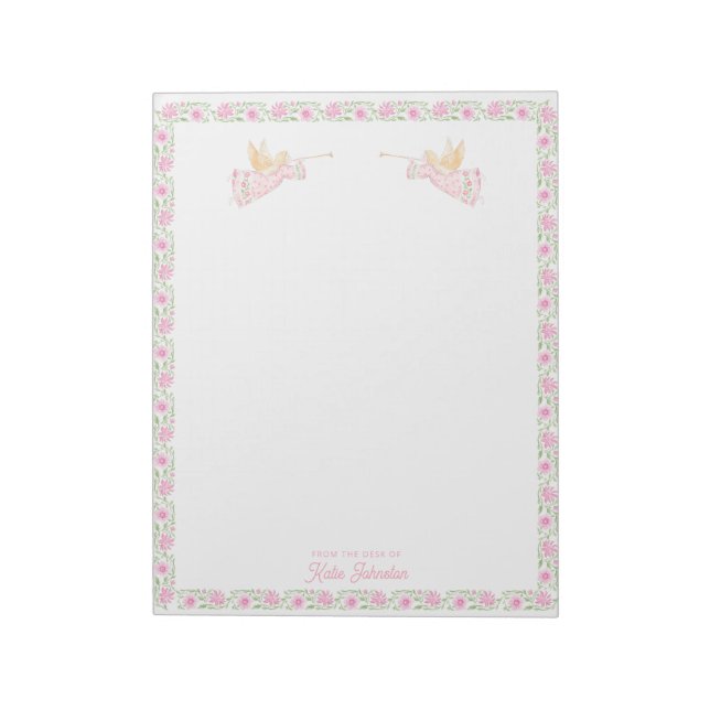 Pink Christmas Angels | Personalized Notepad (Rotated)