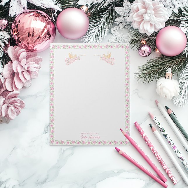 Pink Christmas Angels | Personalized Notepad (Creator Uploaded)