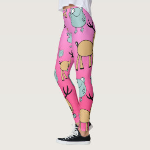 Pink Christmas Animal Leggings - Holiday Cheer