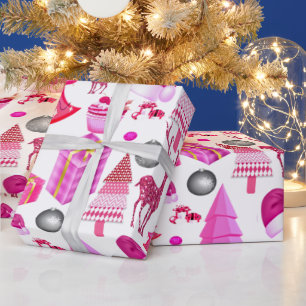 Pink Christmas Arrangement Wrapping Paper