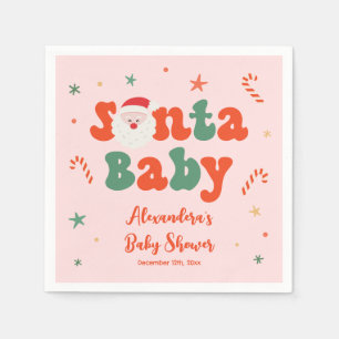 Pink Christmas Baby Girl Shower Napkin