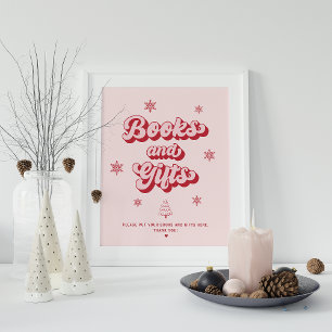 Pink Christmas Baby Shower Books and Gifts Poster