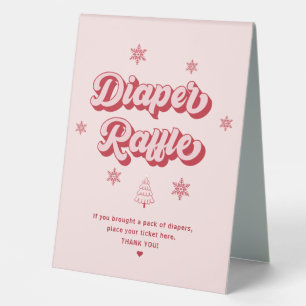 Pink Christmas Baby Shower Diaper Raffle 
