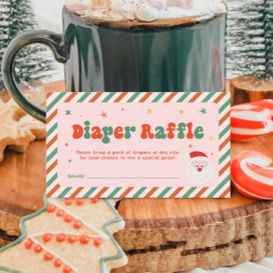 Pink Christmas Baby Shower Diaper Raffle Enclosure Card