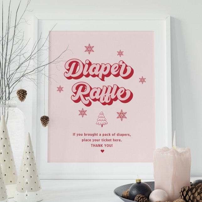 Pink Christmas Baby Shower Diaper Raffle  Poster (Creator Uploaded)