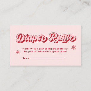 Pink Christmas Baby Shower Diaper Raffle Ticket Enclosure Card