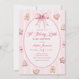 Pink Christmas Baby Shower Invitation