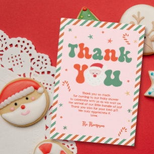 Pink Christmas Baby Shower Thank You Card