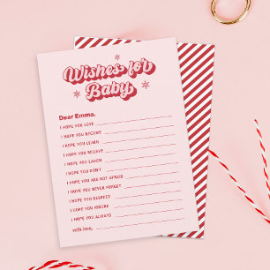 Pink Christmas Baby Shower Wishes for Baby Game Card