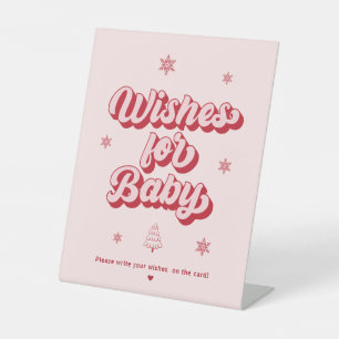 Pink Christmas Baby Shower Wishes for Baby Game Pedestal Sign