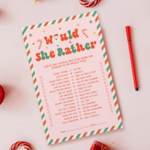 Pink Christmas Baby Shower Would She Rather Game