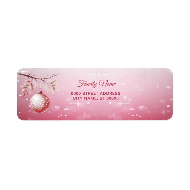 Pink Christmas Ball Return Address Label (Front)