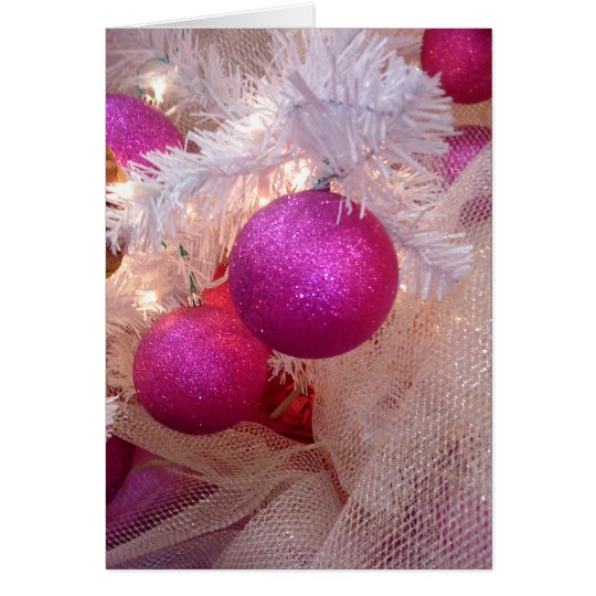 Pink christmas balls card