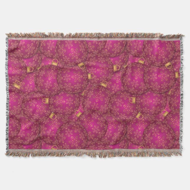 Pink Christmas balls Throw Blanket (Front)