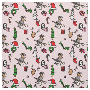pink christmas befana fabric