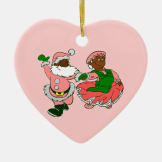pink christmas black santa claus wife ceramic tree decoration