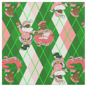 pink christmas black santa wife plaid fabric