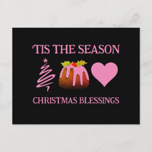 Pink CHRISTMAS BLESSINGS Postcard