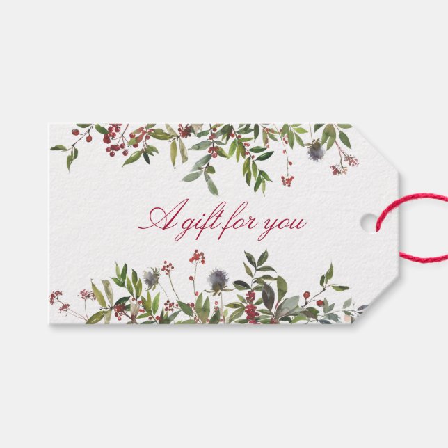 Pink Christmas Border Holiday Gift Tag (Front (Horizontal))