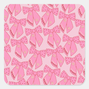 Pink Christmas Bows Square Sticker