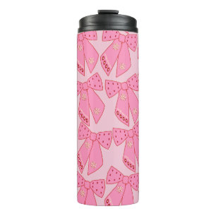 Pink Christmas Bows Thermal Tumbler