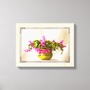 Pink Christmas Cactus Portrait Canvas Print