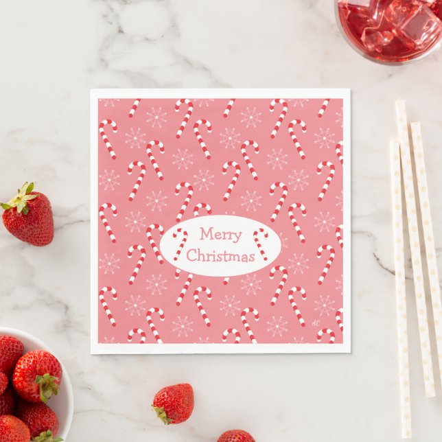 Pink Christmas Candy Paper Napkins (Insitu)