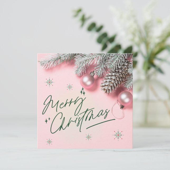 Pink Christmas Card (Standing Front)