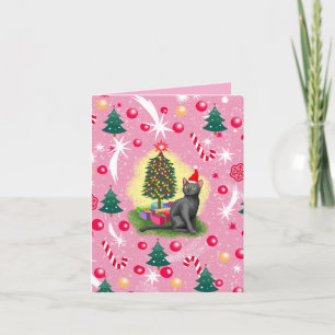 Pink Christmas Cat Note Card