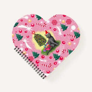 Pink Christmas Cat Notebook