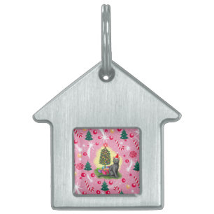 Pink Christmas Cat Pet ID Tag