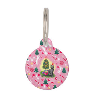 Pink Christmas Cat Pet Tag