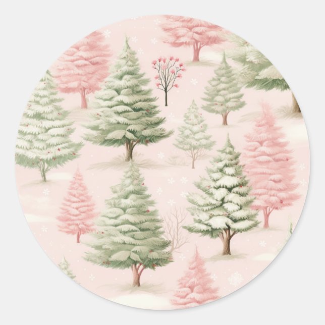 Pink Christmas  Classic Round Sticker (Front)