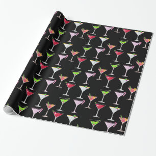Pink Christmas Cocktail/Black Wrapping Paper
