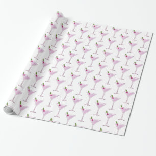 Pink Christmas Cocktail Wrapping Paper