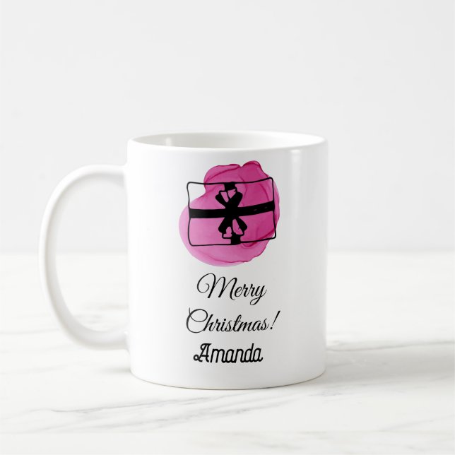 Pink christmas   coffee mug (Left)