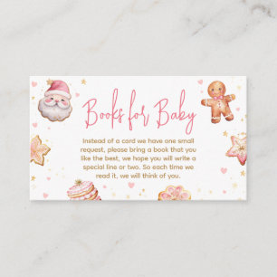 Pink Christmas Cookie Baby Shower Books for Baby Enclosure Card