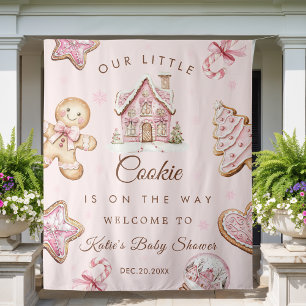 Pink Christmas Cookie Baby Shower Girl Tapestry