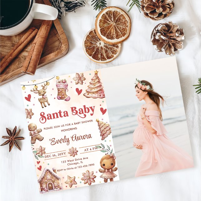 Pink Christmas Cookie Baby Shower Photo Invitation (Creator Uploaded)