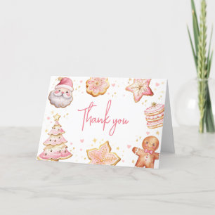 Pink Christmas Cookie Baby Shower Thank You Card