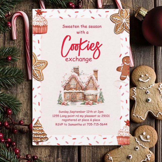 Pink Christmas Cookie Exchange | Colourful  Invitation (Creator Uploaded)