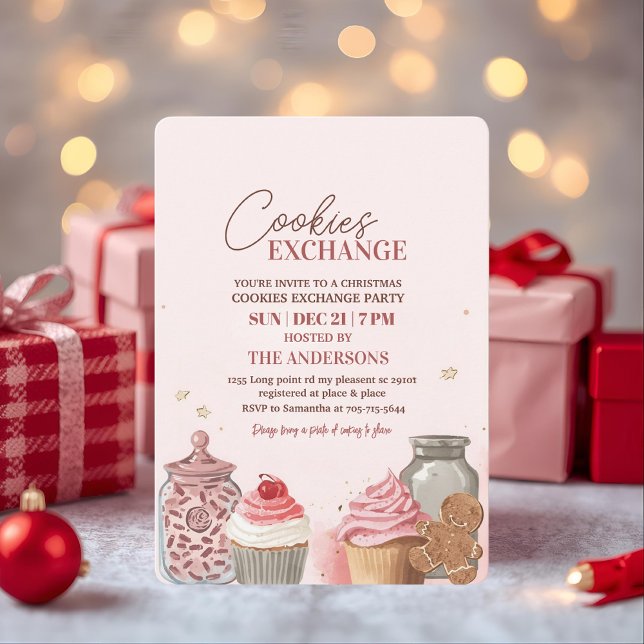 Pink Christmas Cookie Exchange Invitation (Creator Uploaded)