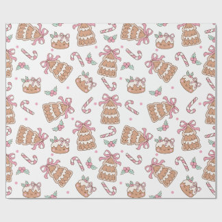 Pink Christmas Cookie Seamless Pattern  Wrapping Paper