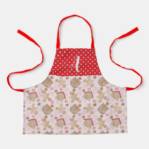 Pink Christmas Cookies Apron, Small Apron